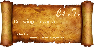 Csikány Tivadar névjegykártya